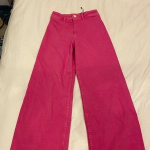 Zara Pink High Rise Wide Leg Jeans
